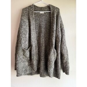 Lucky Brand Womens  Open Front Cardigan Size L Chunky Pockets Texture